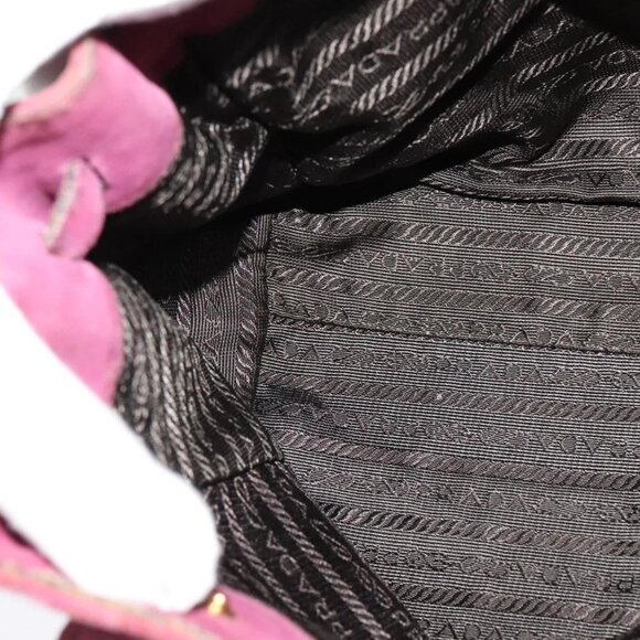PRADA Hand Bag Suede Pink Auth BD1884 - Picture 14 of 16